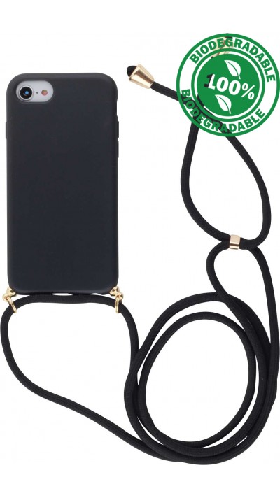 Coque iPhone 16e - Bio Eco-Friendly nature avec cordon collier - Noir
