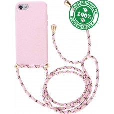 Coque iPhone 7 / 8 / SE (2020, 2022) - Bio Eco-Friendly nature avec cordon collier - Rose