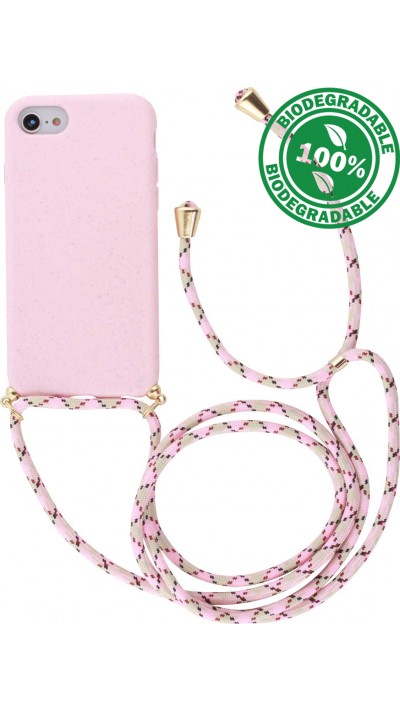 Coque iPhone 16e - Bio Eco-Friendly nature avec cordon collier - Rose