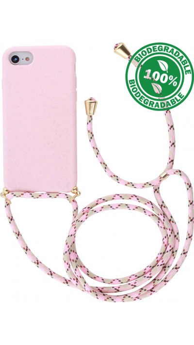 Hülle iPhone 7 / 8 / SE (2020, 2022) - Bio Eco-Friendly Vegan mit Handykette Necklace - Rosa