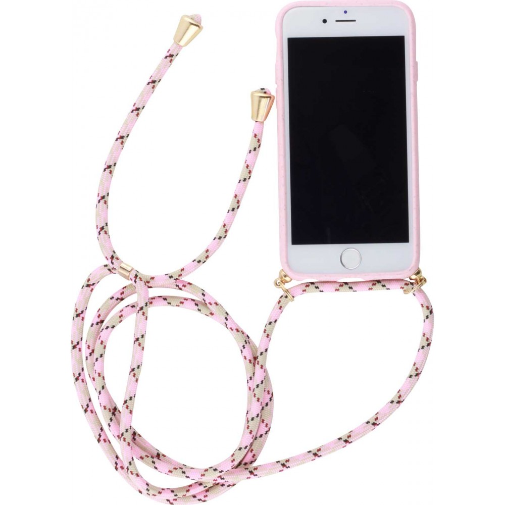 Hülle iPhone 7 / 8 / SE (2020, 2022) - Bio Eco-Friendly Vegan mit Handykette Necklace - Rosa