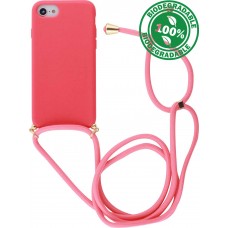 Hülle iPhone 7 / 8 / SE (2020, 2022) - Bio Eco-Friendly Vegan mit Handykette Necklace - Rot