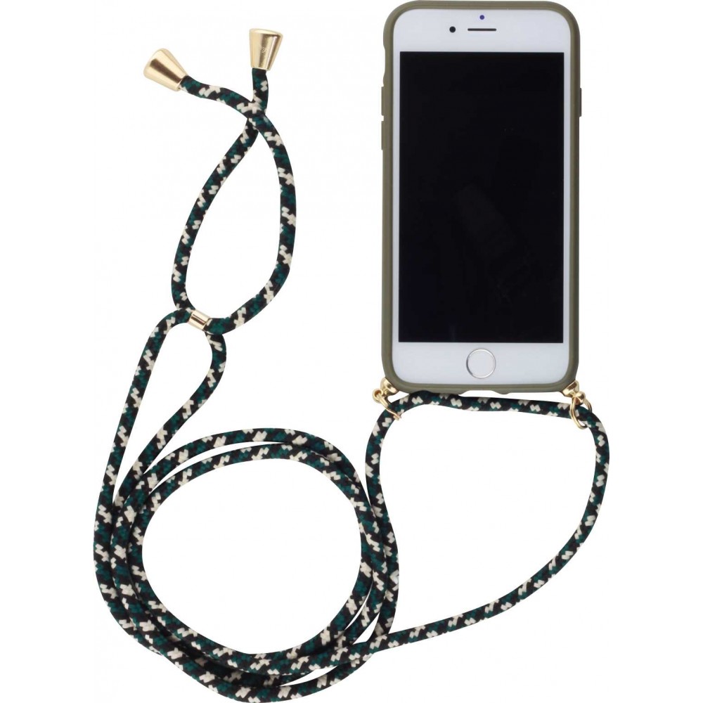 Hülle iPhone Xs Max - Bio Eco-Friendly Vegan mit Handykette Necklace - Dunkelgrün