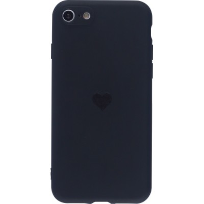 Coque iPhone 7 / 8 / SE (2020, 2022) - Silicone Mat Coeur - Noir