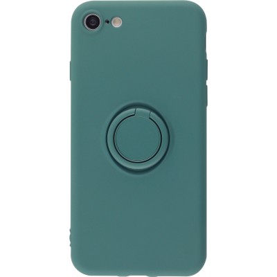 Coque iPhone 7 / 8 / SE (2020, 2022) - Soft Touch avec anneau - Vert foncé