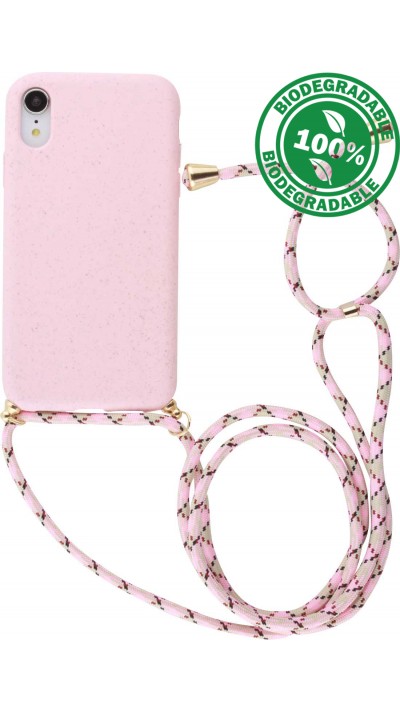 Coque iPhone XR - Bio Eco-Friendly nature avec cordon collier - Rose