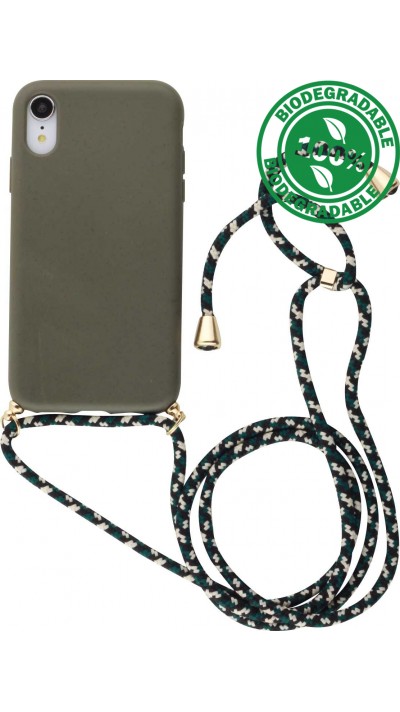 Coque iPhone XR - Bio Eco-Friendly nature avec cordon collier - Vert foncé