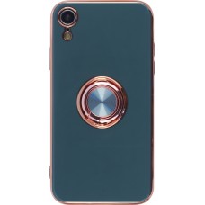 Coque iPhone XR - Gel Bronze avec anneau gris - Vert