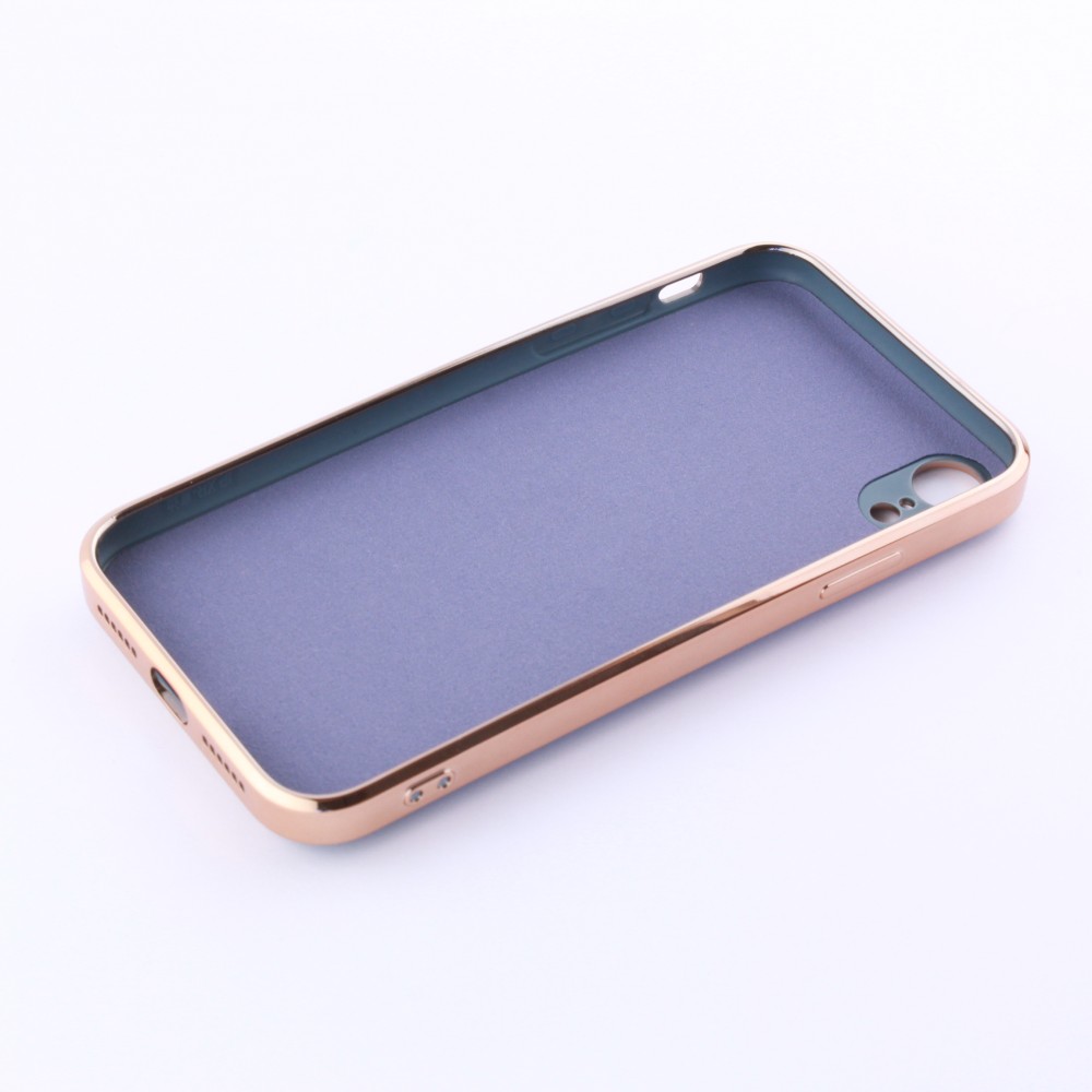 Coque iPhone XR - Gel Bronze avec anneau gris - Vert