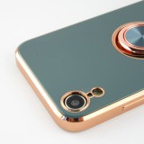 Hülle iPhone XR - Gummi Bronze mit Ring grau grün