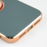 Coque iPhone XR - Gel Bronze avec anneau gris - Vert