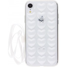 Hülle iPhone XR - Gummi Herzen 3D - Transparent