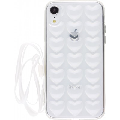 Coque iPhone XR - Gel coeurs 3D - Transparent