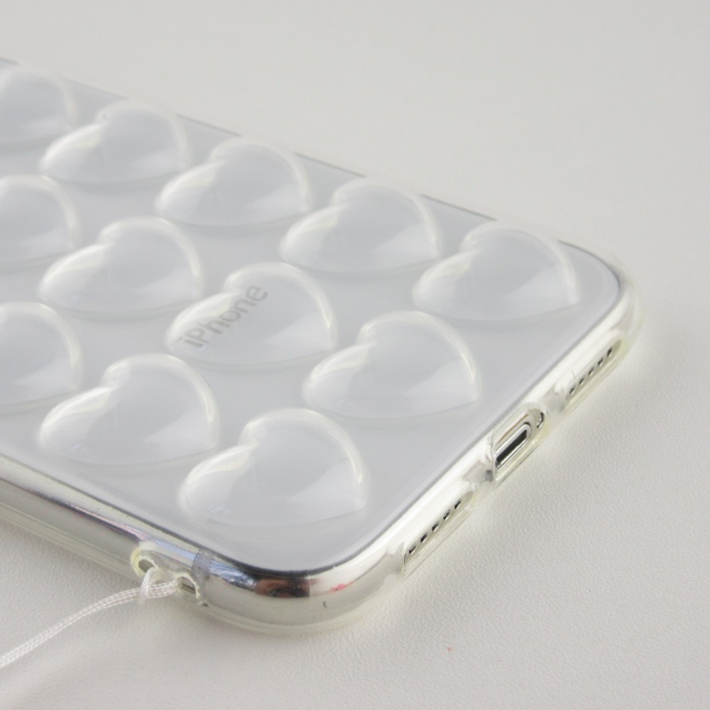 Hülle iPhone XR - Gummi Herzen 3D - Transparent