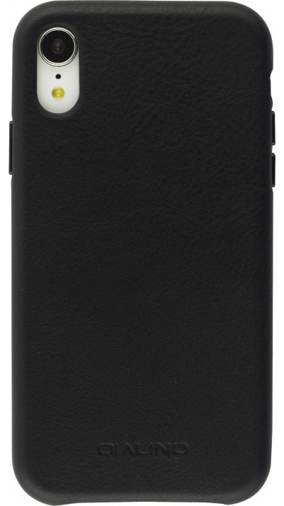 Coque iPhone XR - Qialino cuir véritable - Noir