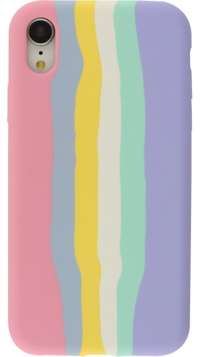 Coque iPhone XR - Soft Touch multicolors rose - Violet