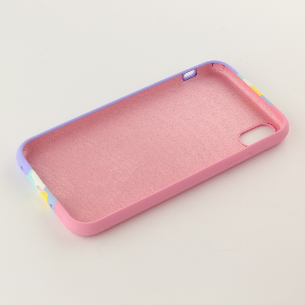 Coque iPhone XR - Soft Touch multicolors rose - Violet