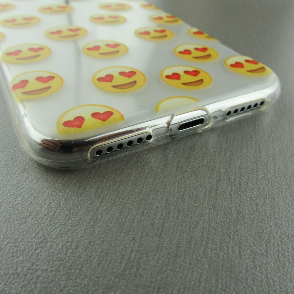 Coque iPhone X / Xs - Clear Emoji Heart eyes
