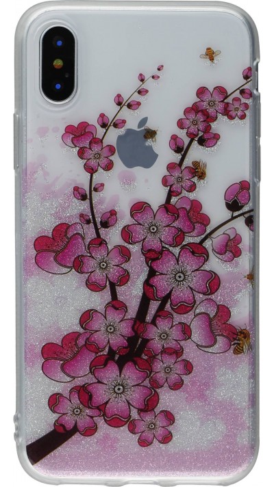 Coque iPhone Xs Max - Gel Shine branche fleurs