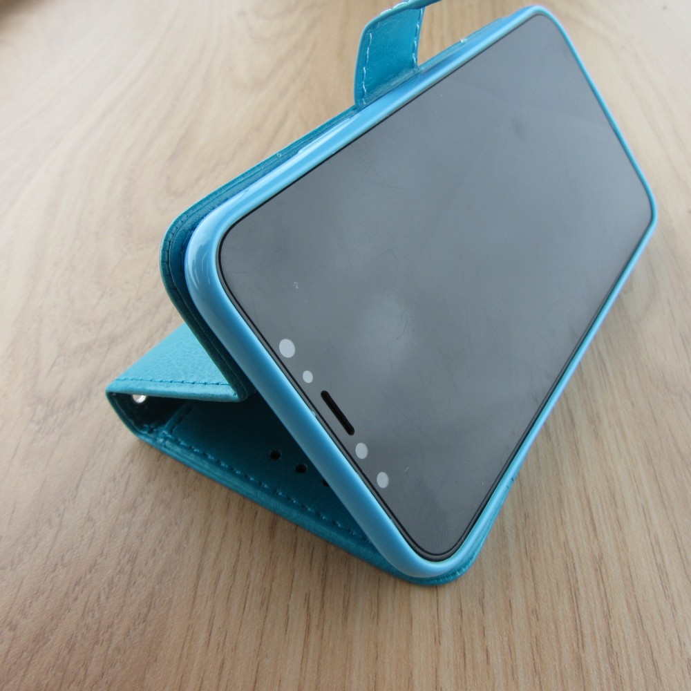 Coque iPhone X / Xs - Premium Flip - Turquoise