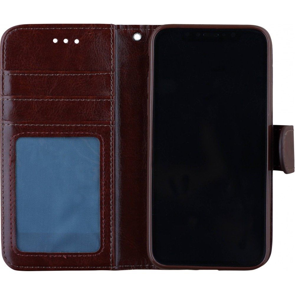 Coque iPhone X / Xs - Premium Flip - Brun