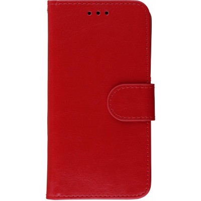 Coque iPhone X / Xs - Premium Flip cuir lisse porte-cartes - Rouge