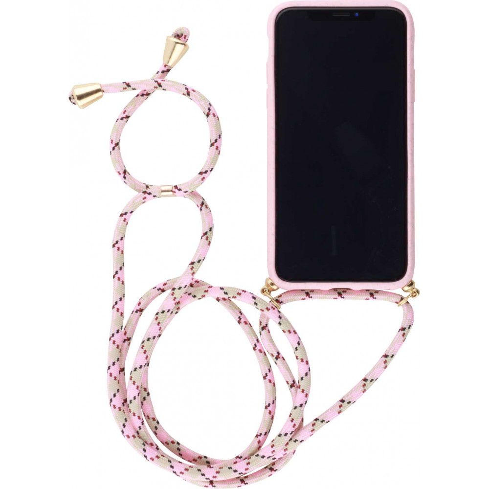 Coque iPhone X / Xs - Bio Eco-Friendly nature avec cordon collier - Rose