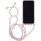 Hülle iPhone X / Xs - Bio Eco-Friendly Vegan mit Handykette Necklace - Rosa