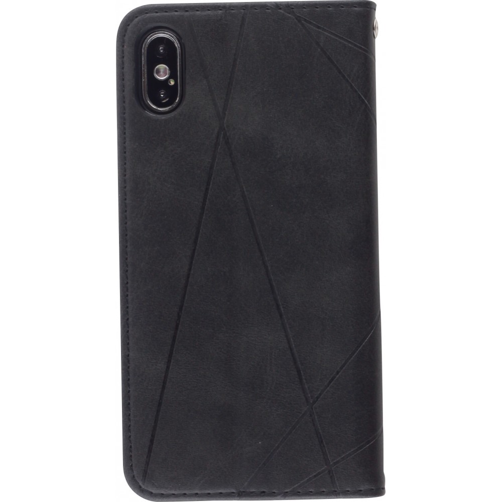 Coque iPhone Xs Max - Flip Géometrique - Noir