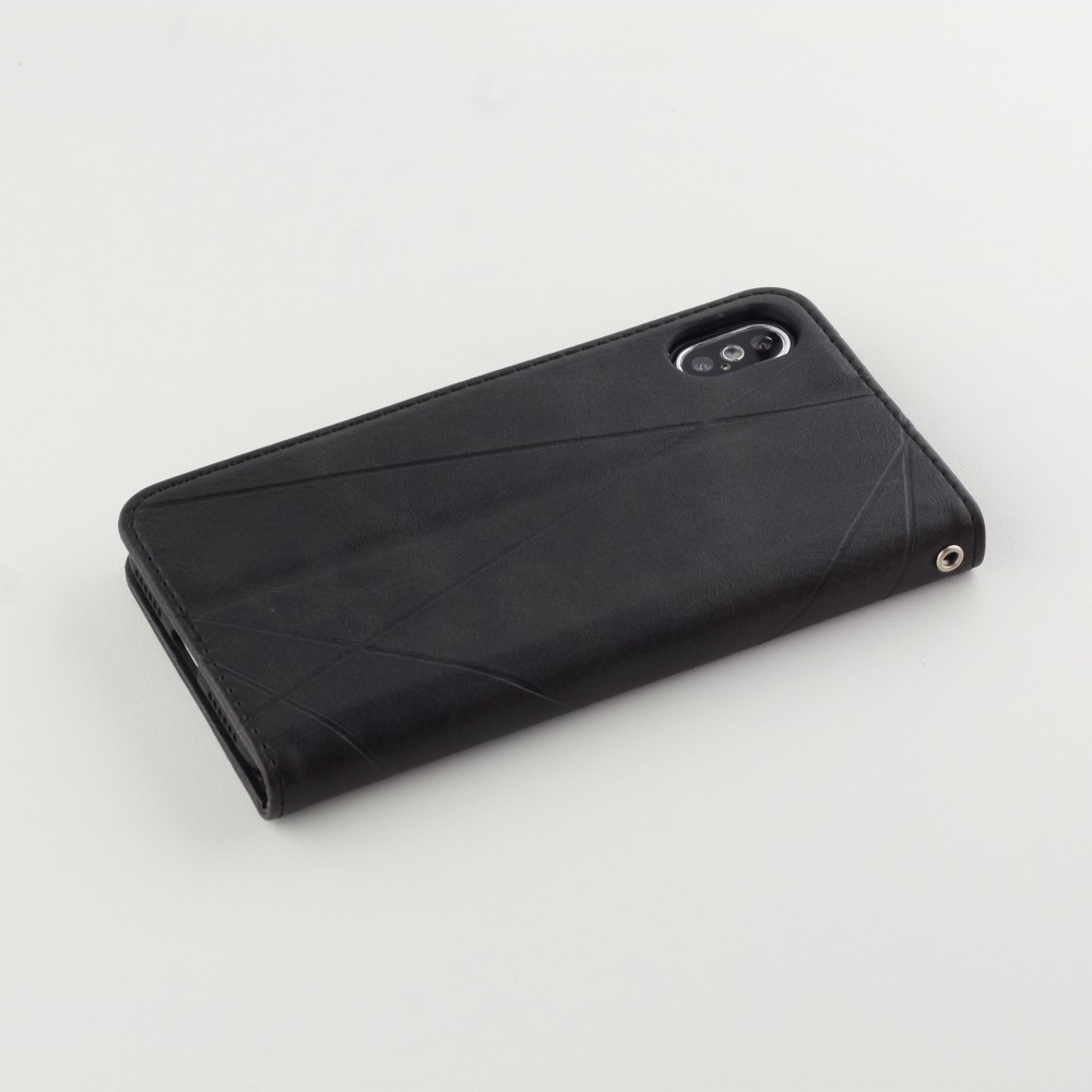 Coque iPhone Xs Max - Flip Géometrique - Noir