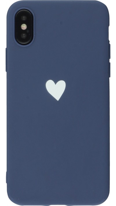 Coque iPhone Xs Max - Gel coeur - Bleu