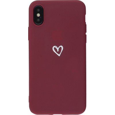 Hülle iPhone X / Xs - Gummi Herz - Rot