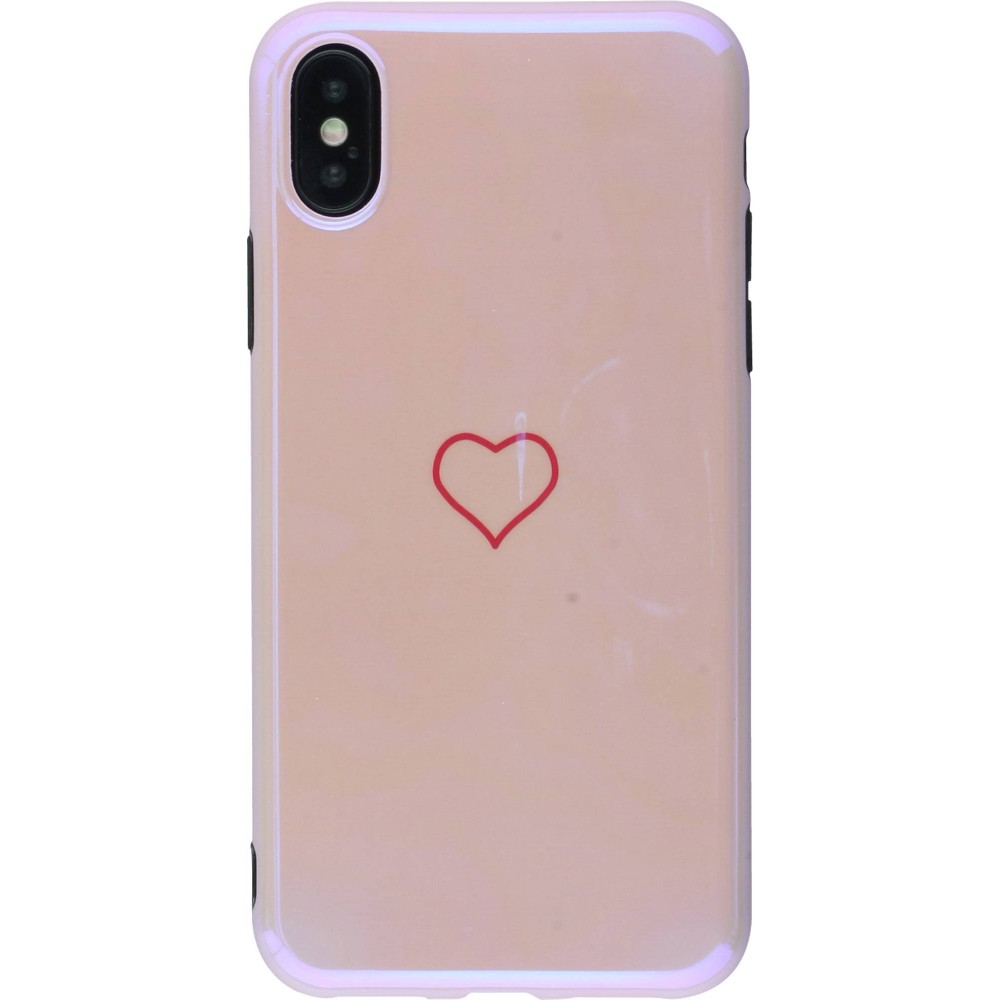 Coque iPhone X / Xs - Shine heart - Rose