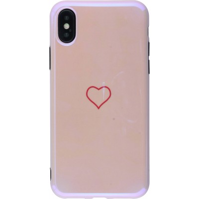 Coque iPhone X / Xs - Shine heart - Rose