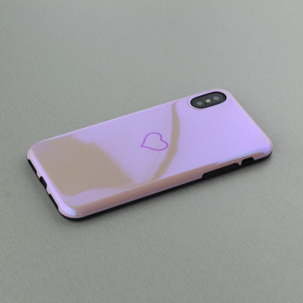 Coque iPhone X / Xs - Shine heart - Rose