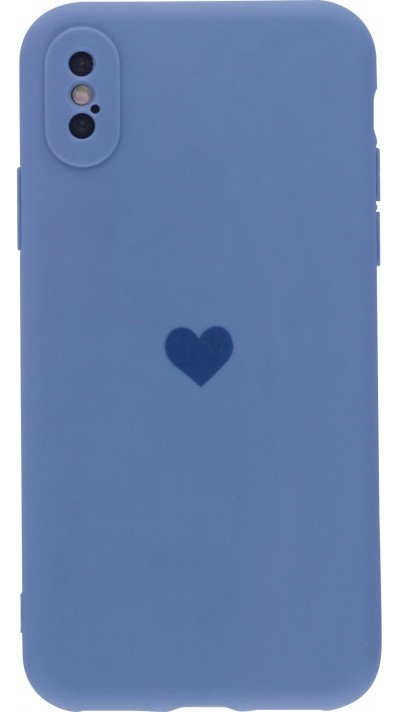 Coque iPhone X / Xs - Silicone Mat Coeur - Lavande