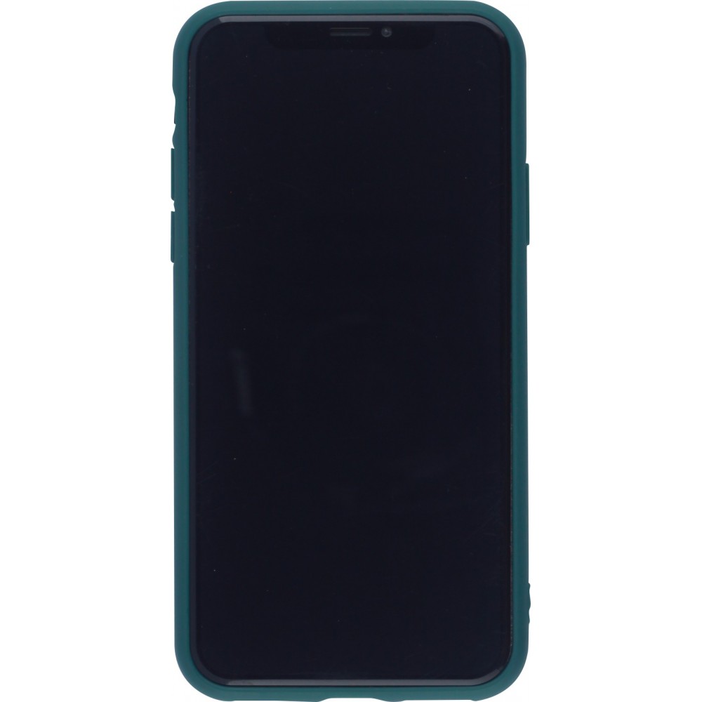 Coque iPhone X / Xs - Silicone Mat Coeur - Vert foncé