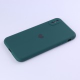 Coque iPhone X / Xs - Silicone Mat Coeur - Vert foncé