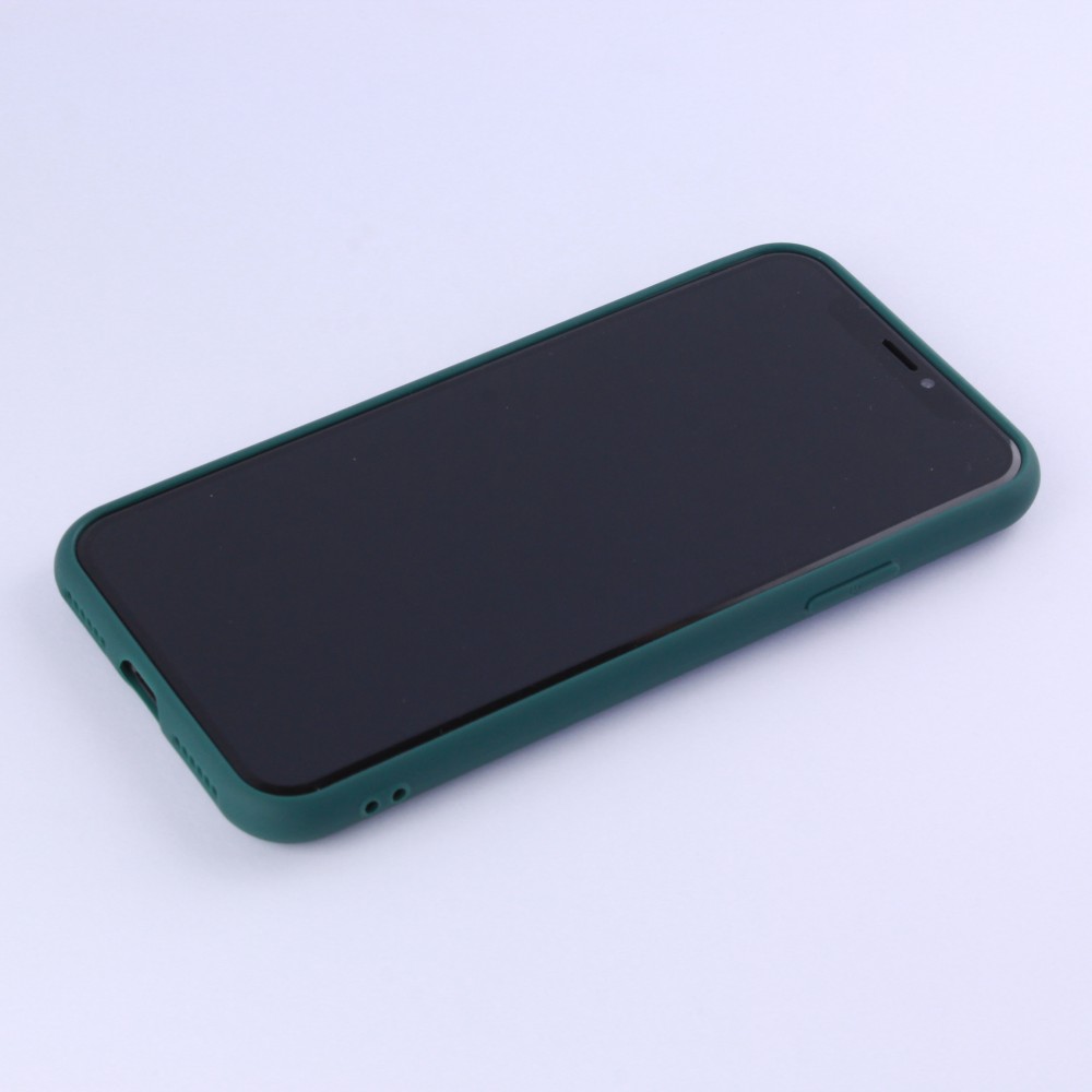 Coque iPhone X / Xs - Silicone Mat Coeur - Vert foncé