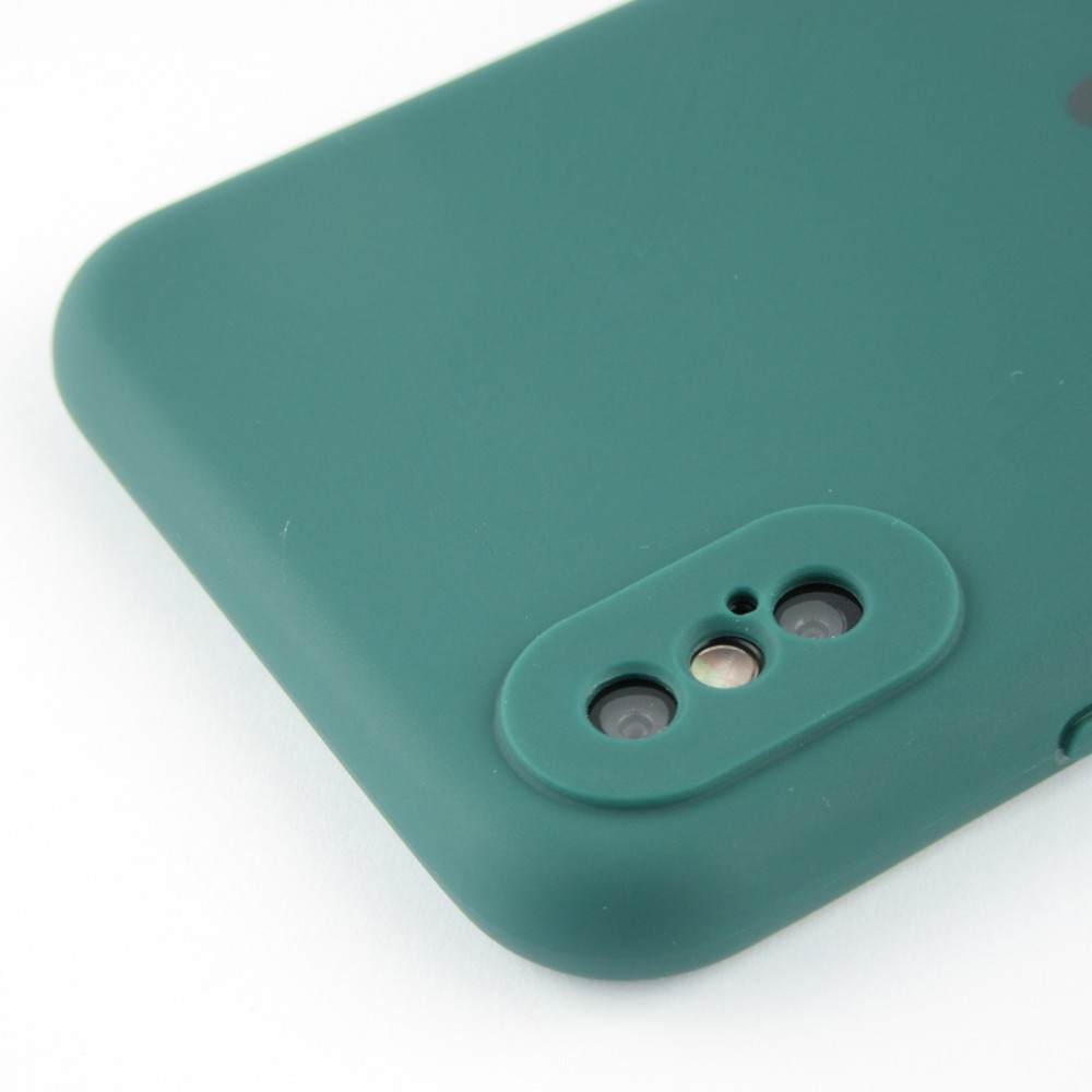 Coque iPhone X / Xs - Silicone Mat Coeur - Vert foncé