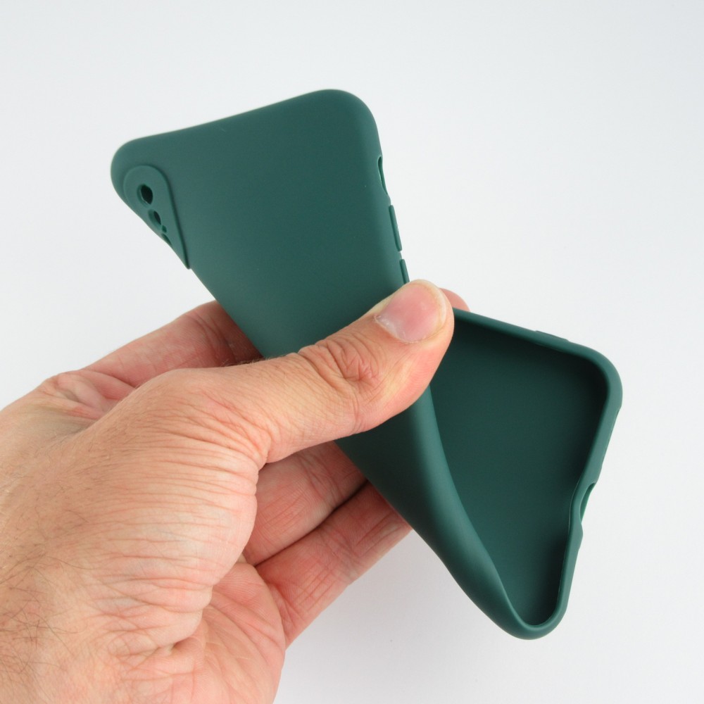 Coque iPhone X / Xs - Silicone Mat Coeur - Vert foncé