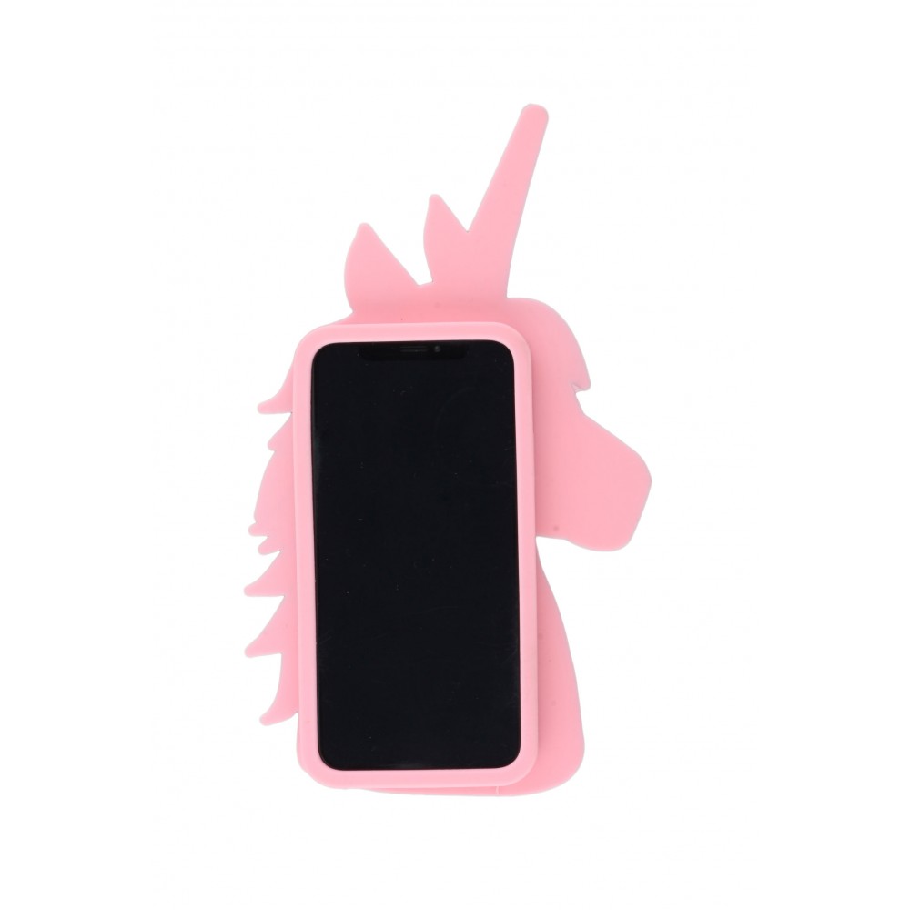 Coque iPhone X / Xs - Tête de licorne 3D - Rose