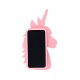 Coque iPhone X / Xs - Tête de licorne 3D - Rose