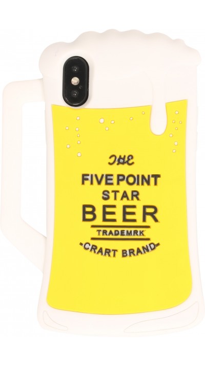 Coque iPhone X / Xs - Verre de bière 3D The five point star beer - Jaune