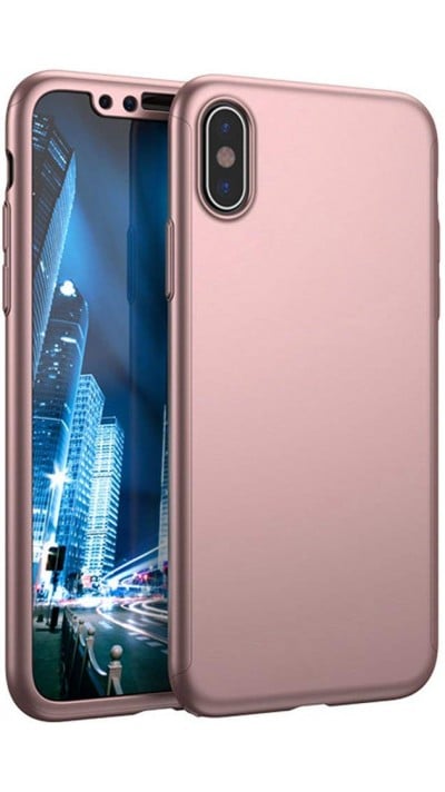 Hülle iPhone XR - 360° Full Body gold - Rosa