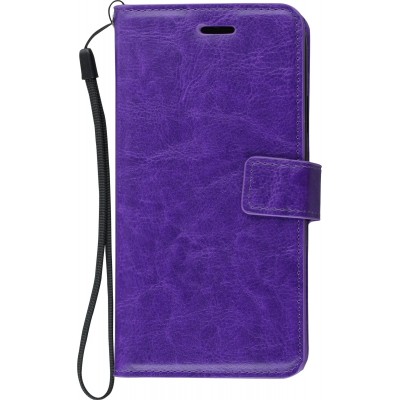 Coque iPhone XR - Premium Flip cuir lisse porte-cartes - Violet