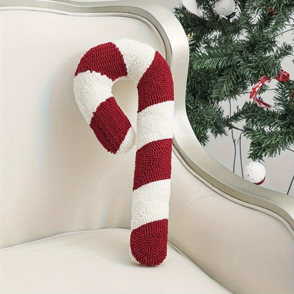 Coussin décoratif sucre d'orge thème Noël style art déco lavable (50 cm)