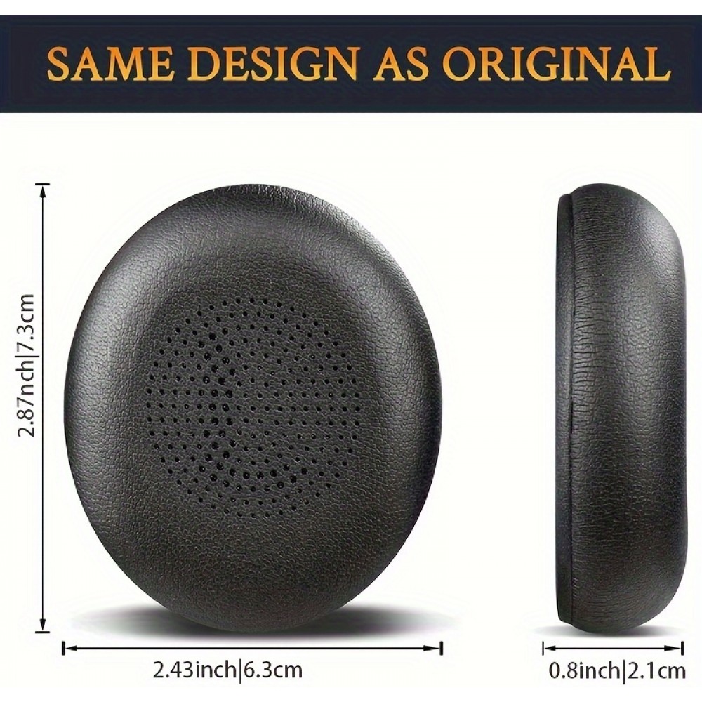 Coussinets de remplacement cuir doux pour Jabra Evolve2 65 / Evolve2 40 / Elite 45h - Noir