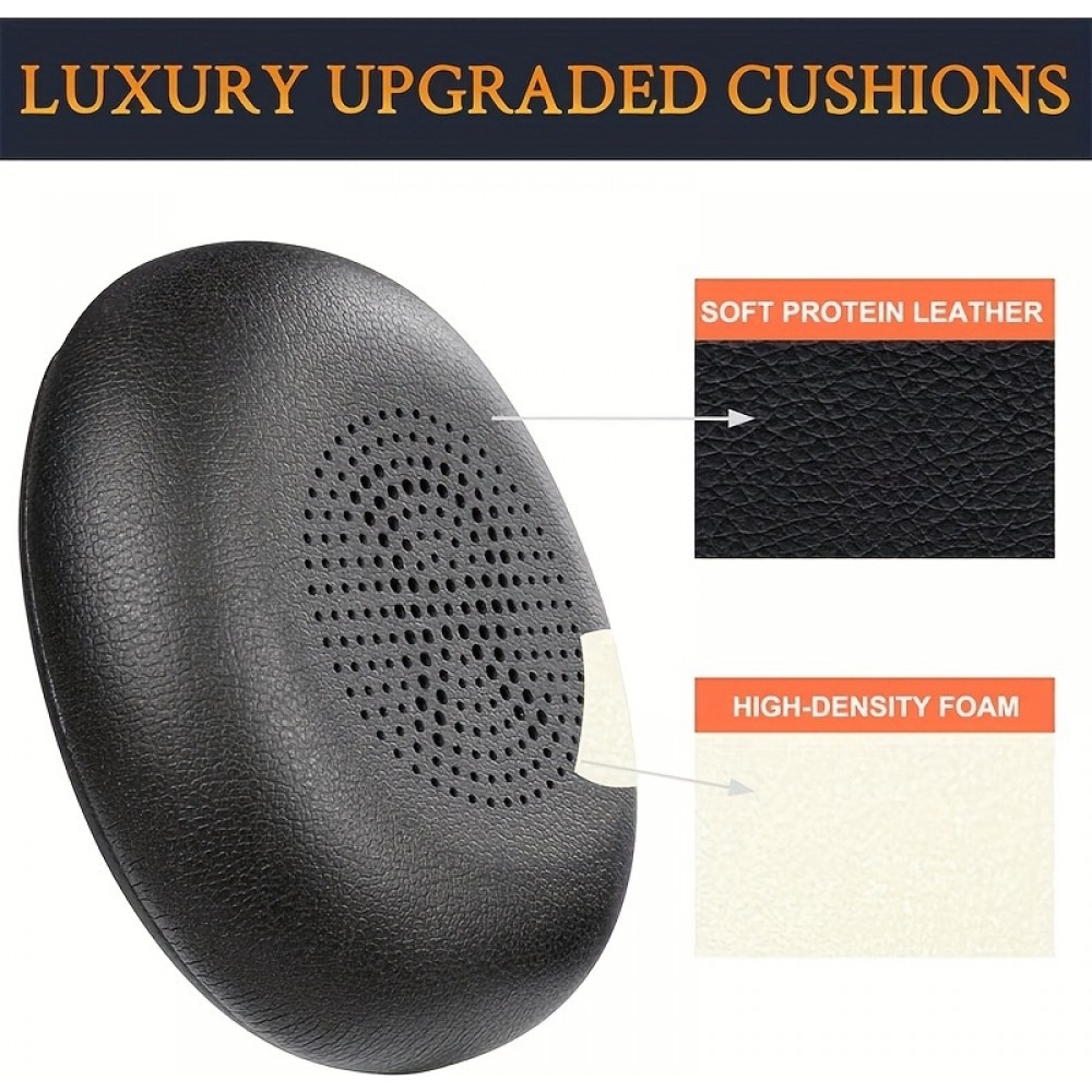 Coussinets de remplacement cuir doux pour Jabra Evolve2 65 / Evolve2 40 / Elite 45h - Noir