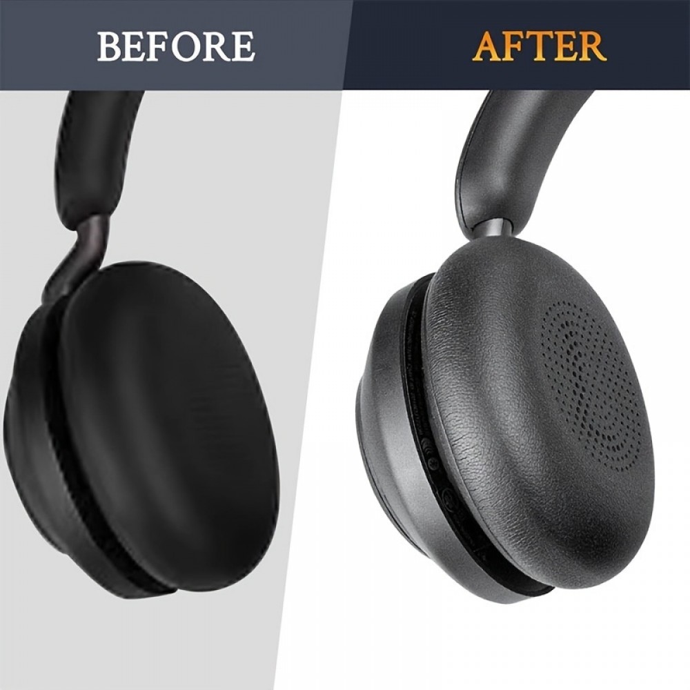 Coussinets de remplacement cuir doux pour Jabra Evolve2 65 / Evolve2 40 / Elite 45h - Noir
